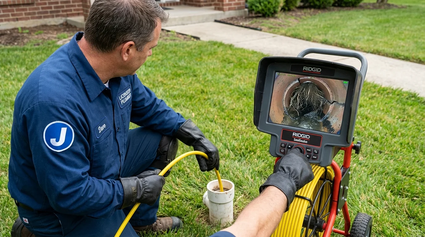 Sewer camera inspection being performed by Johns Plumbing LLC in Forest City