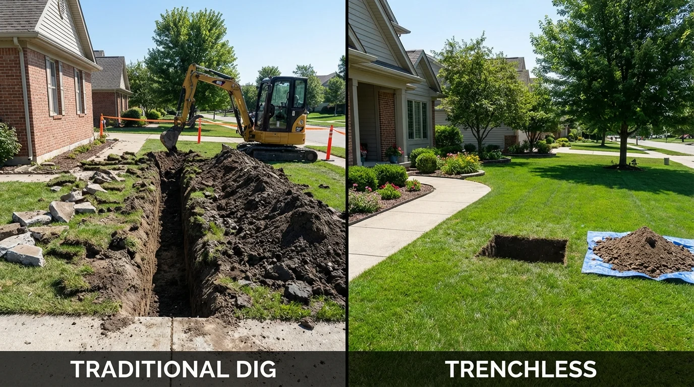 Trenchless sewer repair with minimal yard damage versus traditional excavation in Forest City, NC